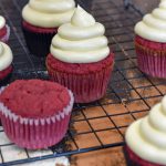 grain free red velvet cupcake with cream cheese frosting